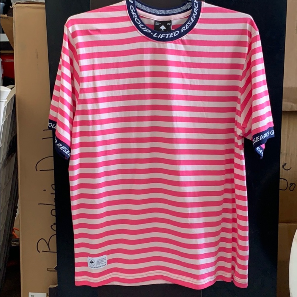 LRG stripe knit with logo collar and sleeves